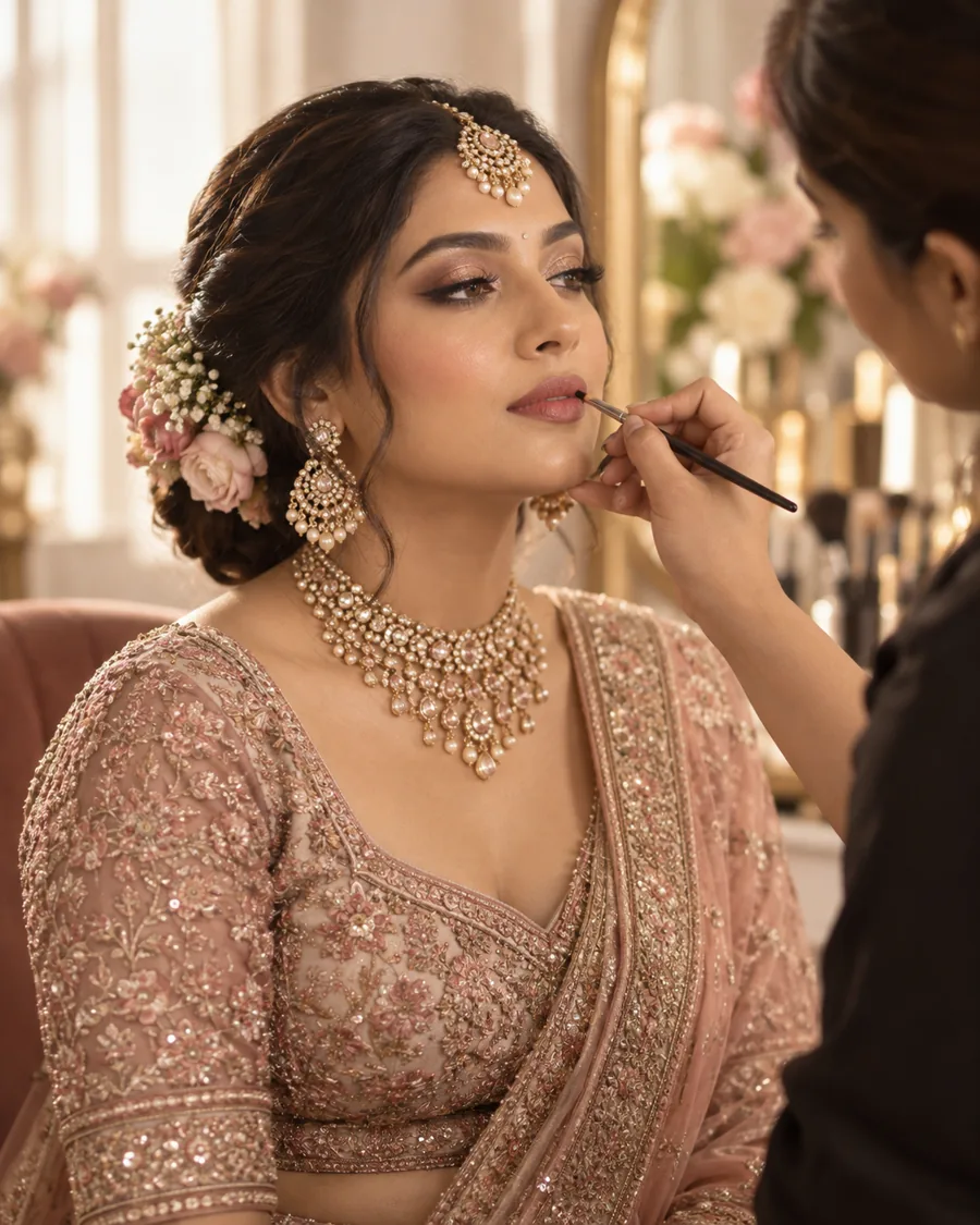 Illustrative bridal makeup session