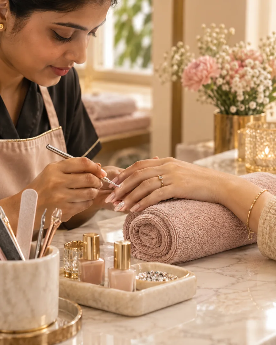 Illustrative manicure session